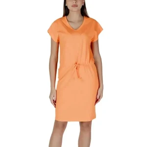 B.young Women's Orange V-Neck Short Dress