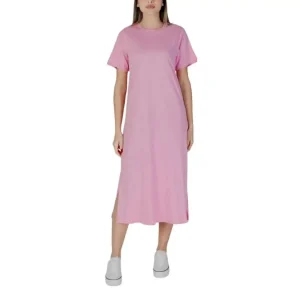 B.young Robe courte en coton rose à col rond