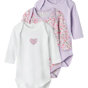 Bodies Name it baby Nbfbody 3p ls lilac petit flower noos
