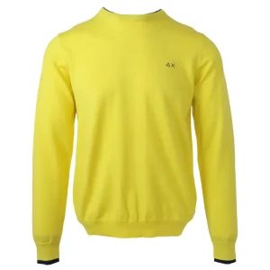 Sun68 Men Yellow Long Sleeve Round Neck Knitwear Sweater