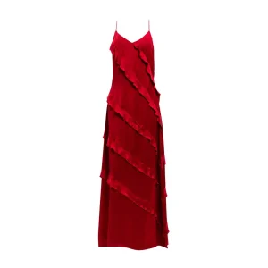 Twinset Red Sleeveless V Neck Viscose Spring Summer Dress