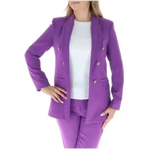 Blazer violet pour femmes avec col à revers et boutons