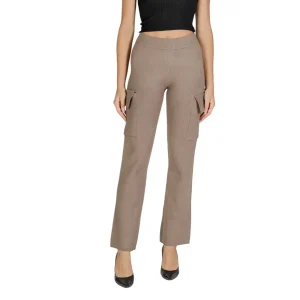 Vila Beige Pantalon en viscose mélangée avec poches latérales