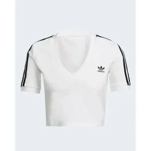 Adidas - T-shirt blanc à col en V pour femmes