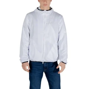 Ea7 Hommes Blazer blanc avec fermeture éclair et poches avant