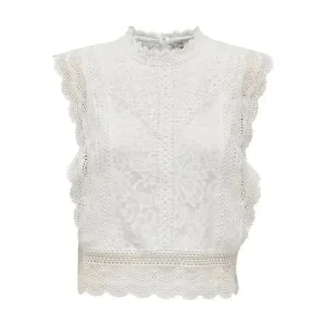 Débardeur blanc sans manches avec fermeture éclair et col rond pour femmes