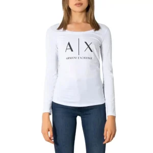 Armani Exchange - T-shirt long en coton blanc pour femme