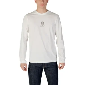 Armani Exchange Homme - T-shirt blanc à col rond imprimé