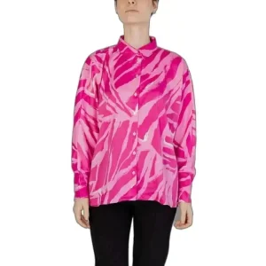 Chemise longue boutonnée pour femmes, coloris fuchsia, pour le printemps et l'été