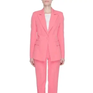 Silence Women Coral Blazer with Lapel Collar and Front Pockets (Blazer corail pour femmes avec col à revers et poches avant)