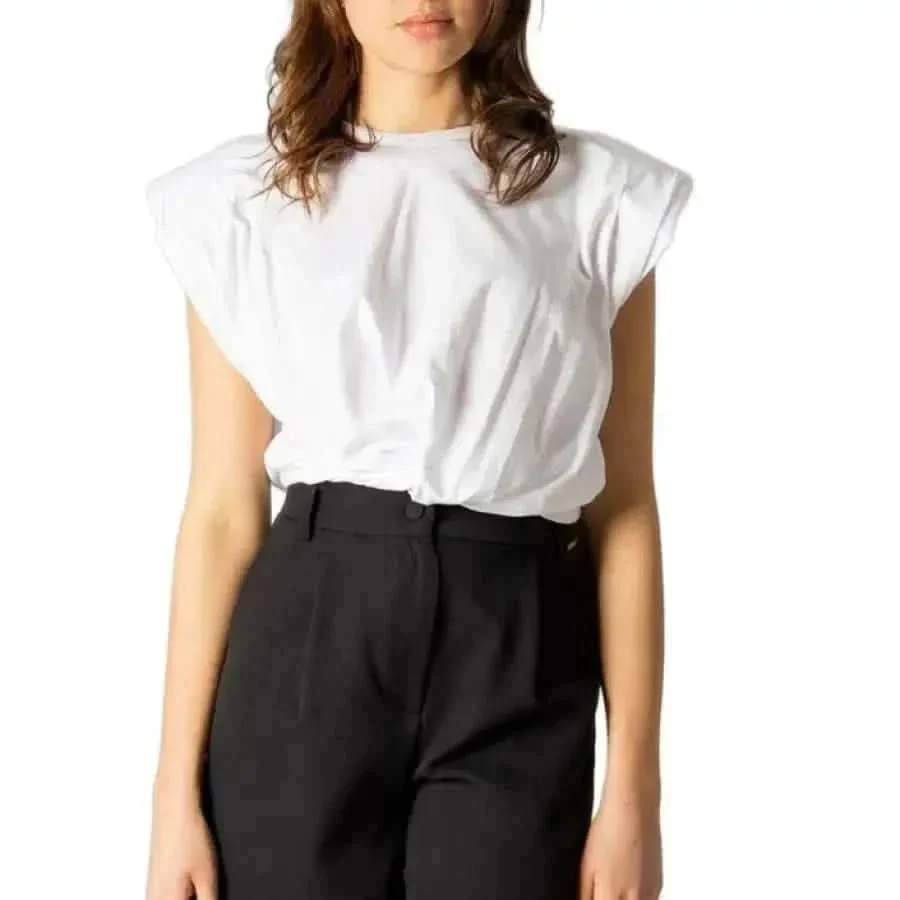 Hanny Deep T-shirt à manches courtes en coton blanc pour femmes – Image 2