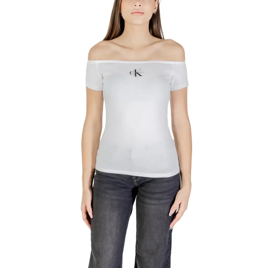 Calvin Klein Jeans Black Print Boat Neck Womens Top – Image 5