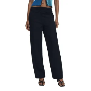 Desigual Noir Pantalon pour femmes avec fermeture à glissière et poches sur le devant