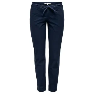 Blue Lace Detail Womens Spring Summer Cotton Elastane Trousers