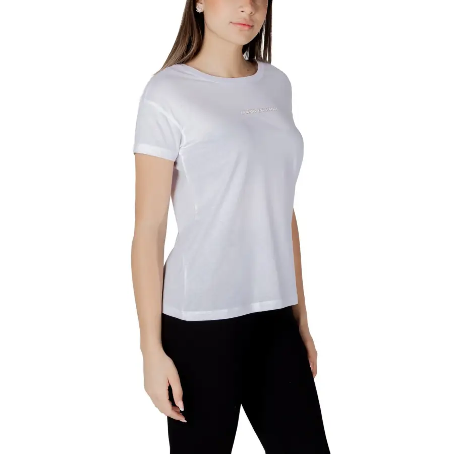 Armani Exchange - T-shirt imprimé en coton blanc pour femme – Image 4