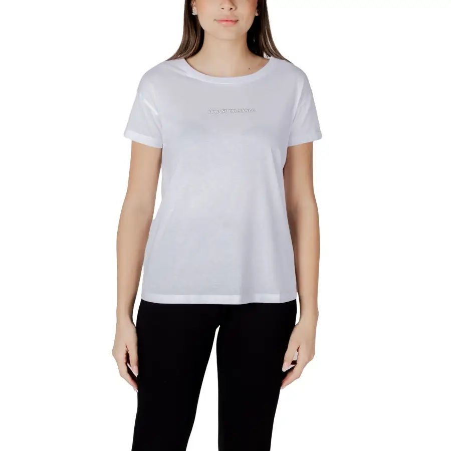 Armani Exchange - T-shirt imprimé en coton blanc pour femme – Image 2