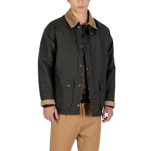 Yos Homme Veste zippée en polyester vert avec poches avant